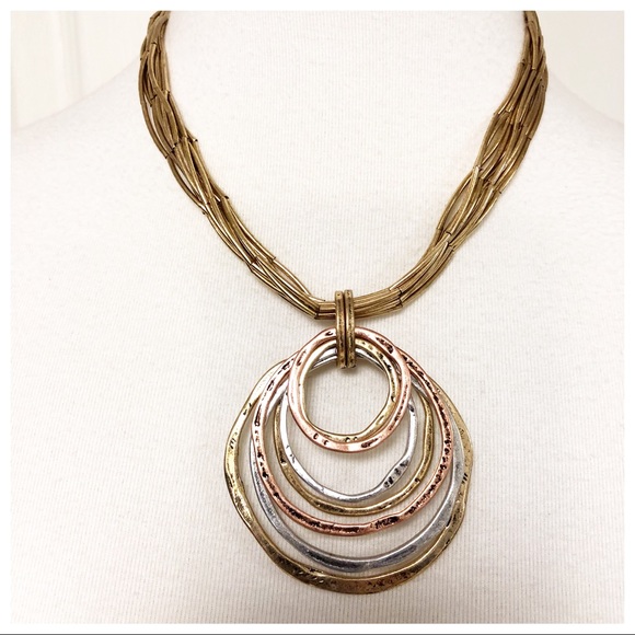 NEW STUNNING MULTI TONE STATEMENT NECKLACE - Picture 2 of 5